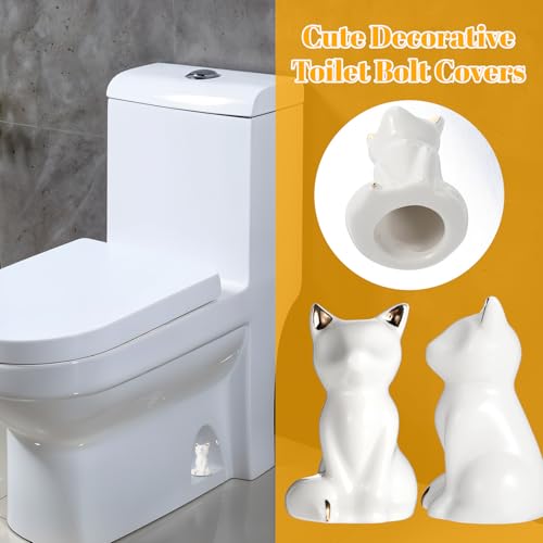 2pcs Cat Shape Toilet Bolt Covers Ceramic Decorative Bathroom Accessories