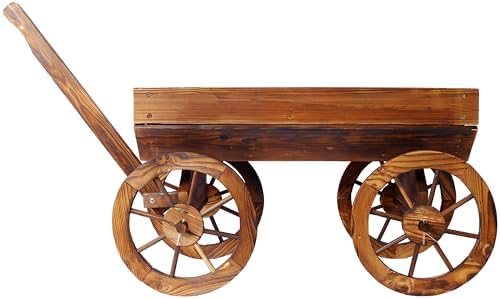 Lunanniu Wooden Wagon Planter Box with Wheels and Handle