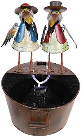 Alpine Corporation 20 Inch Rustic Metal Bird Water Fountain