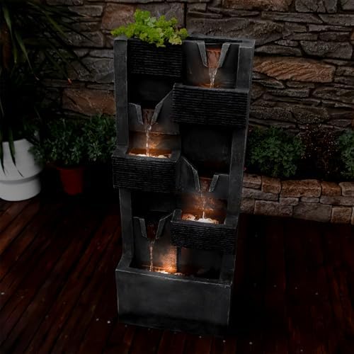 Modern 5 Tier Indoor Waterfall Fountain with LED Light