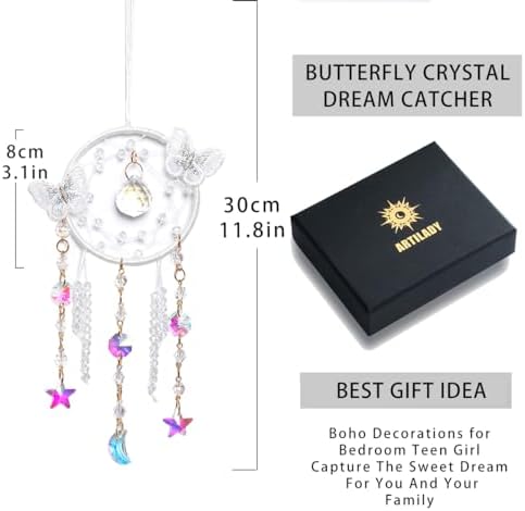 Artilady Butterfly Crystal Dream Catcher for Girls