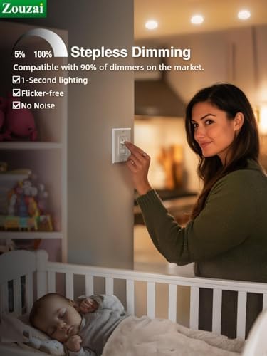 Zouzai 12 Pack 6 Inch 5CCT Ultra Thin LED Recessed Ceiling Light with Junction Box