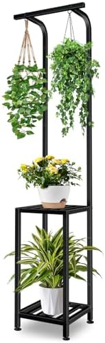 LLAXERGU 65 Tall 3 Tiered Plant Stand Outdoor Indoor Hanging Display Rack