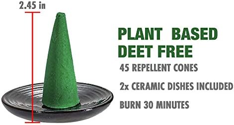 Mosquito Guard 45pcs Incense Cone with 2 Ceramic Dishes