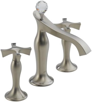 Brizo K65390X-47958BN Rsvp Bathroom Faucet Double Handle Widespread With Cross Handles And Crystal Finial Brushed Nickel