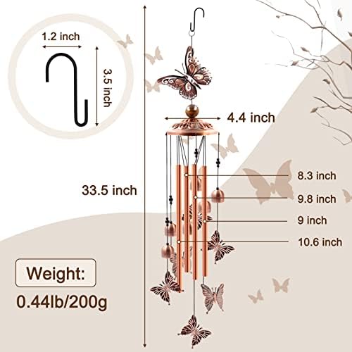 Ukulork Butterfly Wind Chimes Outdoor Decor