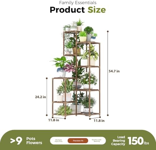 Bamworld Tall Plant Stand with 8 Shelves