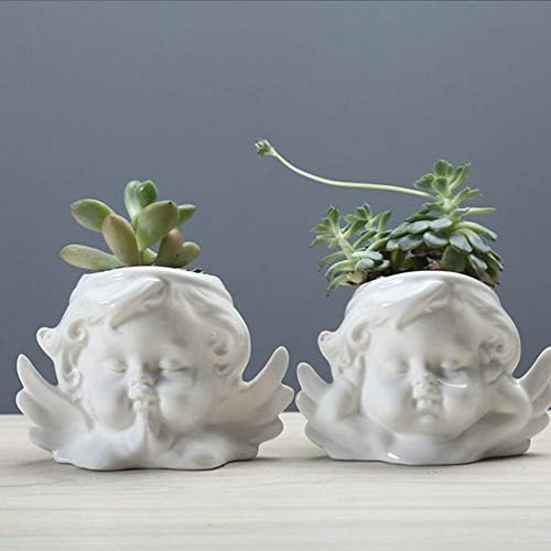 Vaguelly Retro Angel Face Ceramic Planter Pot with Drainage Hole