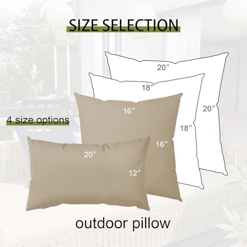 Metliv Premium 18x18 Inch Outdoor Throw Pillows 2 PCS - Waterproof Beige