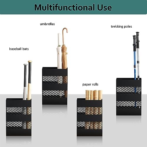 LANDVOI Umbrella Stand Slim Metal Holder for Entryway with Removable Drip Tray and Weighted Base