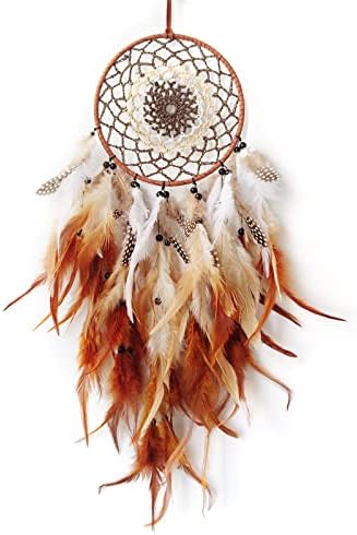 Brown Dream Catcher Wall Decor Handmade Dreamcatcher Hanging Ornament for Bedroom Living Room Home Decor