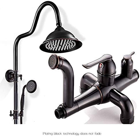 Black Brass Shower Mixer Set with Rain Shower Head