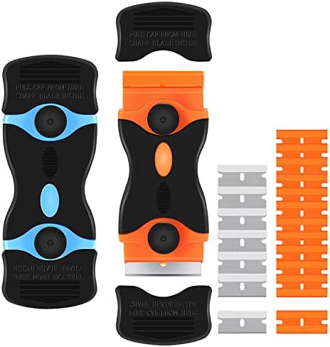 2 Pack Razor Blade Scraper Tool with 12 Plastic and 7 Metal Blades 1