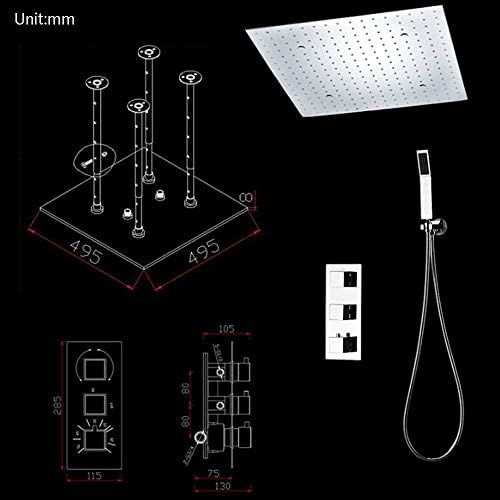 20 Inches Tatic Rain Stainless Steel Shower Combo Set Ceiling Mounted