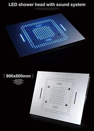 Stainless Steel Remote Control Color Changing Shower Head with LED Canopy