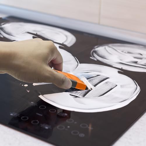 Razor Blade Scraper with 15 Extra Blades Multi-Surface Cleaning Tool for Glass Ceramic Cooktops Ovens and Stoves