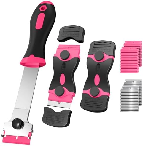 3 Pack Razor Blade Scraper Set with 60 Blades Pink