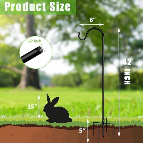 GATSUNS 42 Inch Adjustable Shepherds Hook for Outdoor Decor