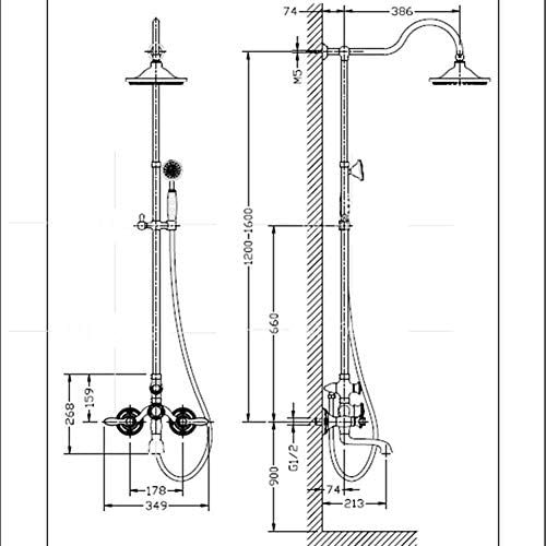Adjustable Thermostatic Shower Set with Brass Taps
