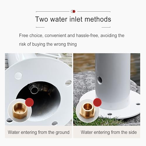 Outdoor Stainless Steel Water Column Fountain with Hose Hook and Double Outlets