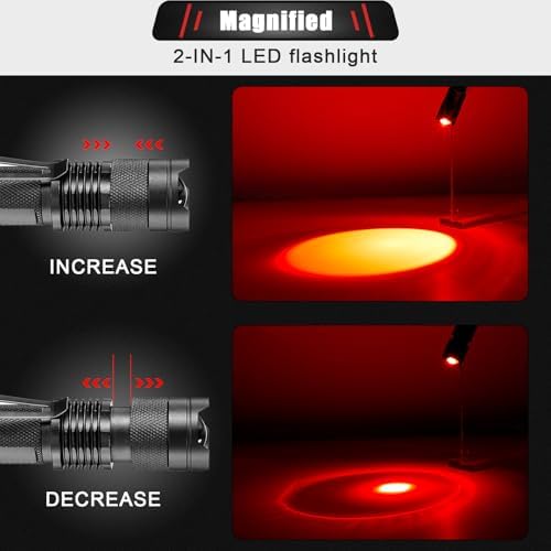 Honoson 2 Piece Red Light Flashlight for Night Observation