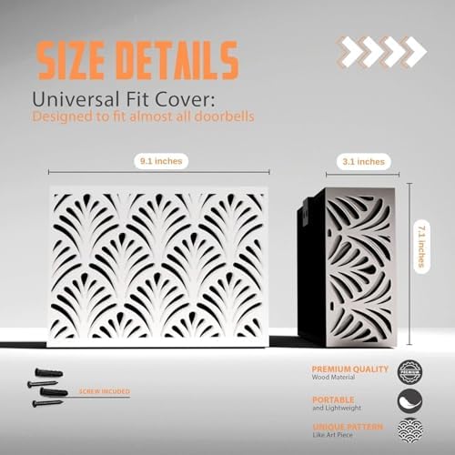 Wooden Doorbell Chime Cover Box - White Universal Fit