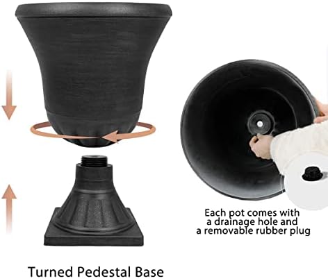 Worth Garden 2-Pack Black Resin Planters with Drainage