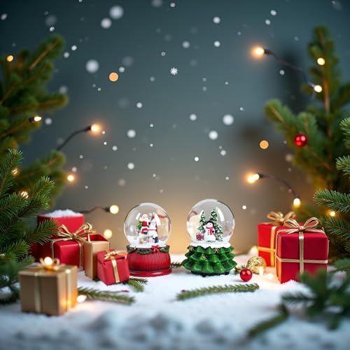 Aobaks Christmas Snow Globe with Musical Santa and Snow Man