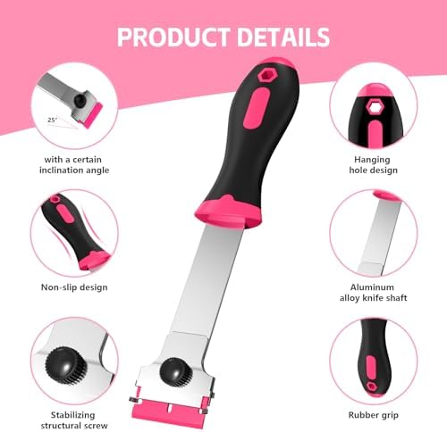 3 Pack Razor Blade Scraper Set with 60 Blades Pink