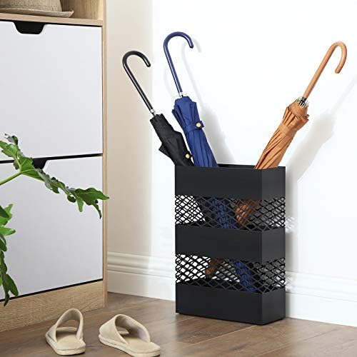 SONGMICS Metal Umbrella Stand for Entryway 47 x 11 x 161 Inches Black