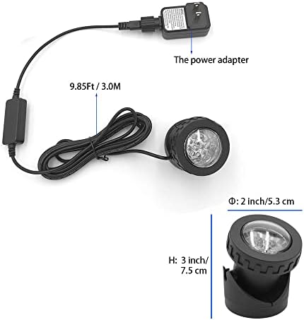 TENSUL Colored Pond Lights with Timer 1-Light IP68 Waterproof RGB Fountain Light for Outdoor Garden