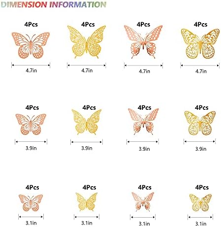 SAOROPEB 3D Butterfly Wall Sticker Decor 48 Pcs 2 Color 3 Sizes