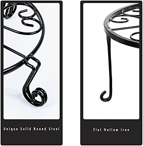 2 Pack 10-12 Inch Rustproof Black Metal Plant Stands Heavy Duty Holder for Indoor Outdoor Use
