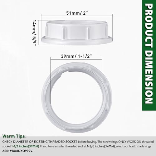 Light Socket Shade Rings 4-Pack White Aluminum