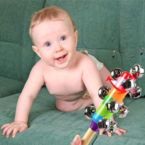 10 Pcs Wooden Jingle Hand Bells Musical Toys for Kids