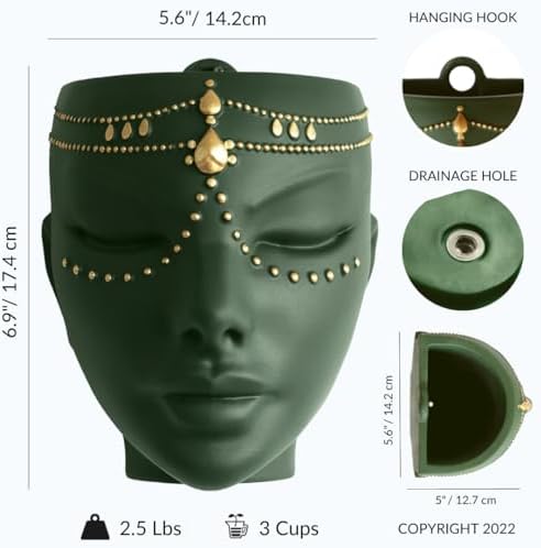 Bossa Linda Head Planter - 7 Inch Green Serena Design