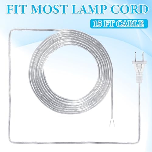 Saysurey 15ft Clear Silver Lamp Cord Replacement