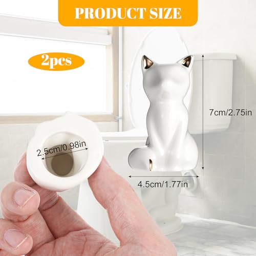2pcs Cat Shape Toilet Bolt Covers Ceramic Decorative Bathroom Accessories