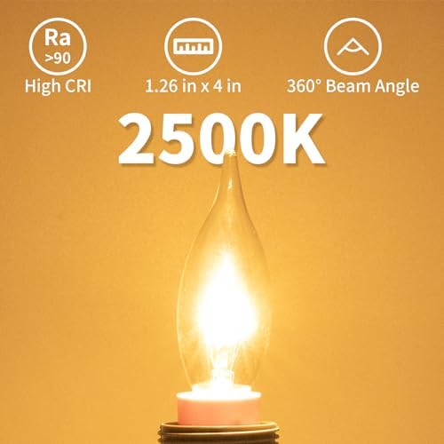 12-Pack E12 Candle Light Bulbs 40W Warm White 2500K Dimmable