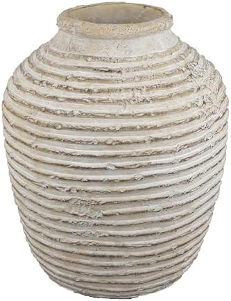 Benjara Lezlee Accent Planter Beige Terracotta 13 Inch