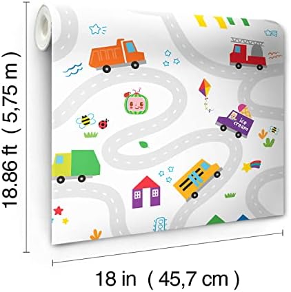 RoomMates RMK12629RL Multicolor CoComelon Road Map Peel and Stick Wallpaper 1