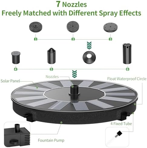 AMZtime 14W Solar Bird Bath Fountain with 4 Rods