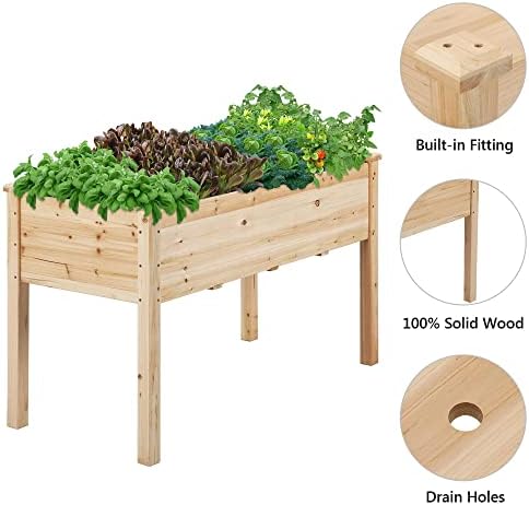 Yaheetech Raised Garden Bed 48x24x30in Wooden Planter Box with Legs