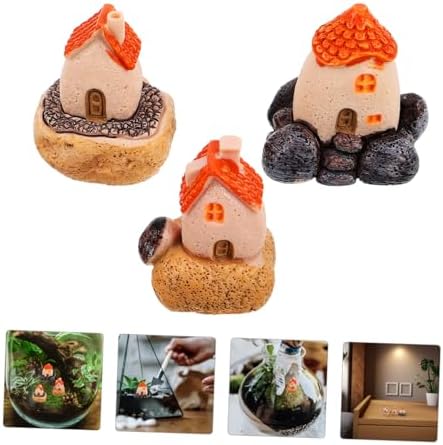 Unique Micro Village Houses 3 Pack Resin Statues for Fairy Garden Decor