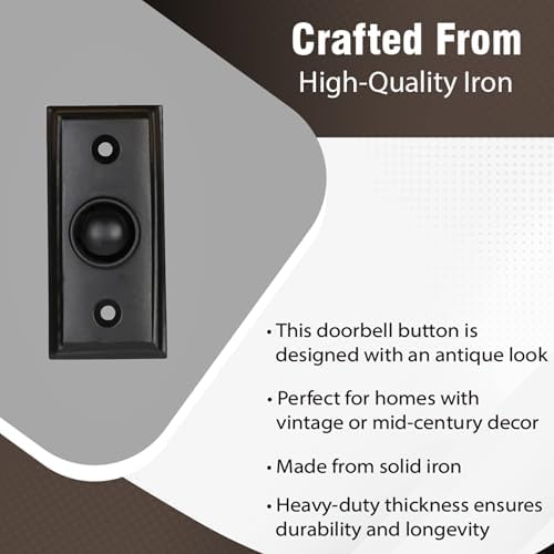 Vintage Decorative Doorbell Button Black Powder Coated