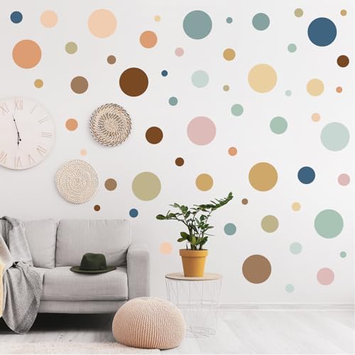 Zonon Boho Color Polka Dot Wall Decals for Kids Room Decor