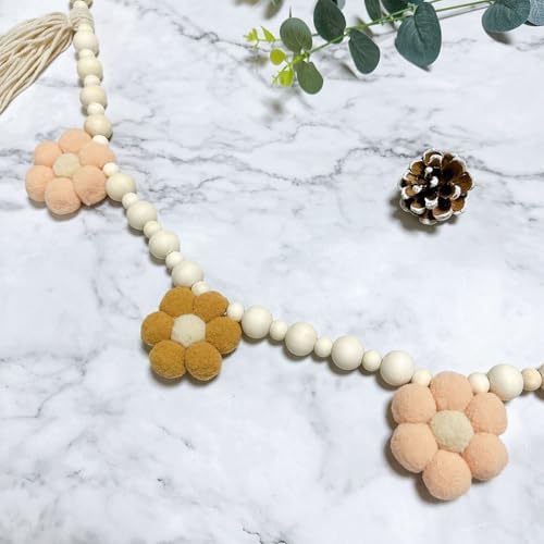 Boho Tassel Garland with Wooden Beads for Home Decor