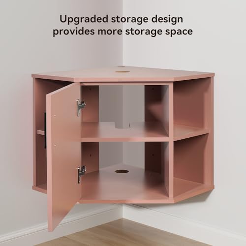 28 Inch Floating Corner Vanity with Open Shelve Pink