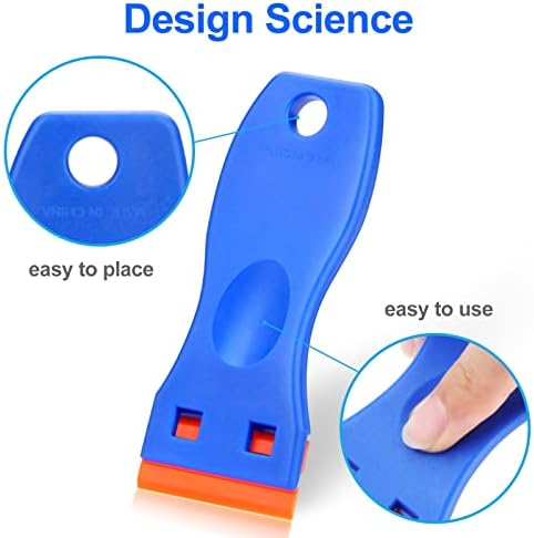 4 Pcs Plastic Razor Blade Scraper with 100 Pcs Blades for Window and Car Glass