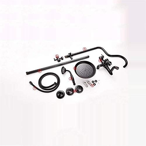 Black Brass Shower Mixer Set with Rain Shower Head